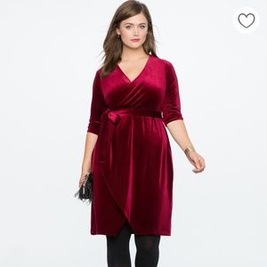 Eloquii Black Velvet Wrap Dress NWT